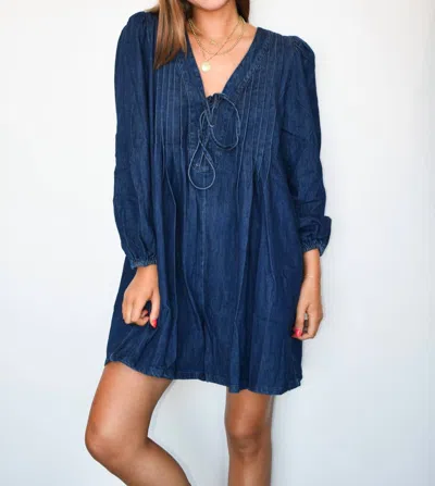Lalavon Amelia Dark Wash Denim Dress In Blue