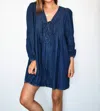 Lalavon Amelia Denim Romper In Dark Wash