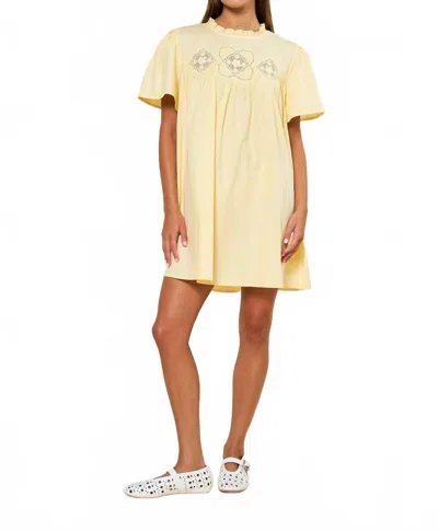 Lalavon Babydoll Mini Dress In Butter Yellow