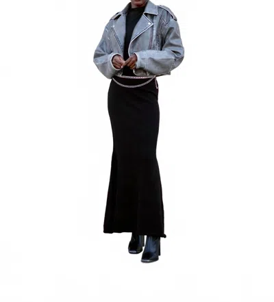 Lalavon Bianca Knit Long Skirt In Black