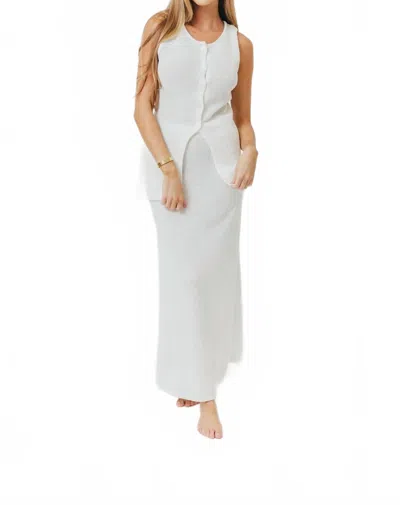 Lalavon Button Down Sweater And Maxi Skirt Set In Off White