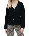 Lalavon Button Up Cardigan In Black In Black