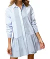 Lalavon Celeste Contrast Stripe Shirt Dress In Sky Blue In Blue