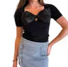 Lalavon Classic Bow Top In Black In Black