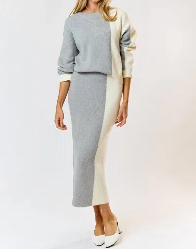 Lalavon Colorblock Skirt In Grey And Cream In Multi
