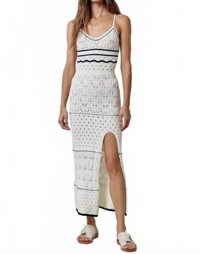 Lalavon Crochet Slit Dress In Ivory In White