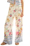 Lalavon Elastic Floral Pant In White In White