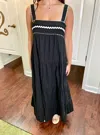 Lalavon Eloise Tiered Maxi Dress In Black/white In Black