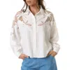 Lalavon Embroidered Cutout Button-down Shirt In White