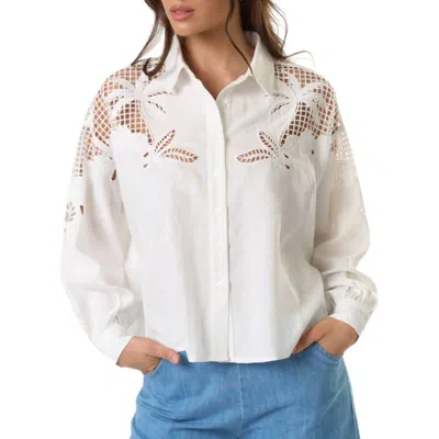 Lalavon Embroidered Cutout Button-down Shirt In White