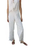 Lalavon Floral Embroidery Wide Leg Trouser Pants In Ivory In White