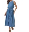 Lalavon Everyday Denim Midi Dress In Blue