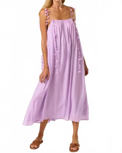 Lalavon Floral Detail Midi Dress In Lavender In Purple