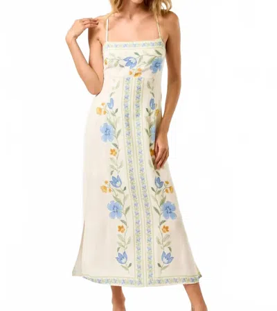 Lalavon Floral Printed Spaghetti Strap Maxi Dress In White/blue In Neutral