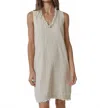 Lalavon Frayed V-neck Sleeveless Mini Dress In Oatmeal In Multi