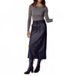 Lalavon Great Escape Waist Tie Faux Leather Midi Skirt In Black In Black