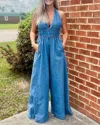 Lalavon Halter Neck Jumpsuit In Denim