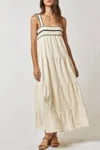 Lalavon Isla Breeze Wavy Trim Maxi Dress In Cream In White