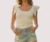 Lalavon Kiana Shoulder Ribbon Tie Tank Top In Off White In White