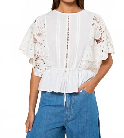Lalavon Lace Eyelet Blouse In Off White