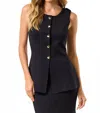 Lalavon Lara Sleeveless Button Down Top In Black In Black