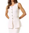 Lalavon Lara Sleeveless Button Down Top In Off White In White