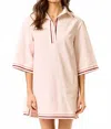Lalavon Lila Striped Collared Oversize Mini Dress In Light Pink In Pink