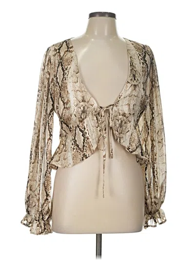 Pre-owned Lalavon Long Sleeve Blouse In Gold