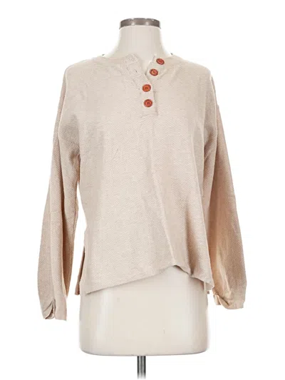 Pre-owned Lalavon Long Sleeve Blouse In Tan