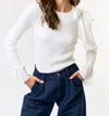 Lalavon Long Sleeve Bow Sweater Top In Ivory