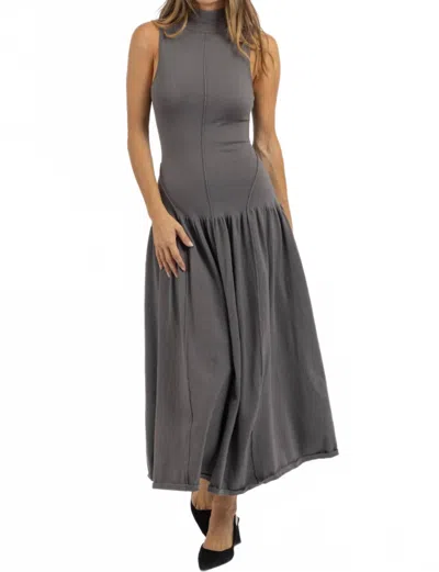 Lalavon Lucy Mock Neck Maxi Dress In Grey In Gray