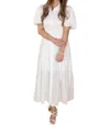 Lalavon Lyla Swiss Dot Midi Dress In White In White