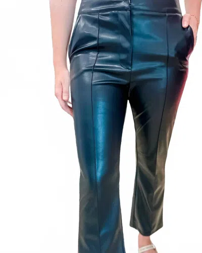 Lalavon Mid Rise Leather Pants In Jet Black