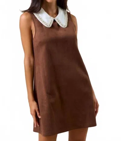Lalavon Mini Dress With Attached Collar In Brown
