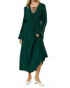 Lalavon Not Over You Bell Sleeve Maxi Dress In Hunter Green In Green