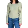 Lalavon Overlap Back Bow Tie Sweater In Sage Green In Green