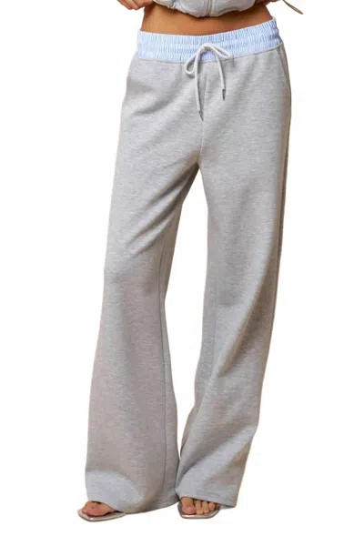 Lalavon Oversized Color Block Straight Leg Sweatpants In Light Grey-light Blue In Gray