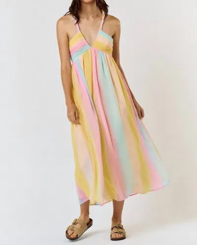 Lalavon Pastel Hatler Maxi Dress In Multi