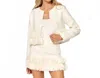 Lalavon Petal Tweed Crop Jacket In Off White In White