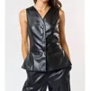LALAVON PU LEATHER SIDE SLIT TAILORED VEST IN BLACK