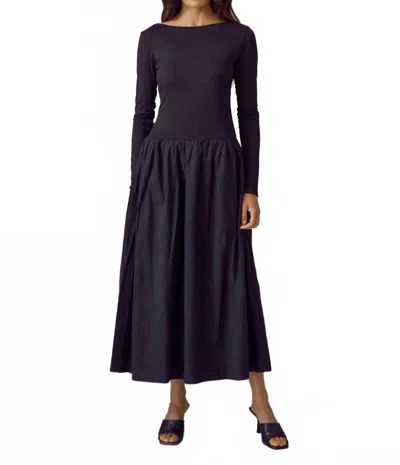 Lalavon Ruthie Boat Neck Dress In Black