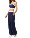 Lalavon Sail Away Contrast Linen Set In Navy/white In Blue