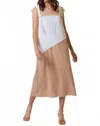 Lalavon Scalloped Colorblock Midi Dress In White/tan In Multi