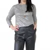 Lalavon Shine Bright Sequin Knit Top In Grey In Gray