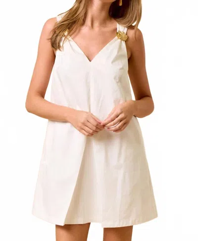 Lalavon Shirred Mini Dress In Off White