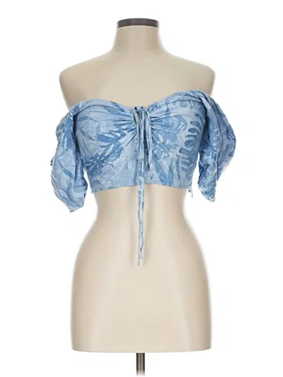 Pre-owned Lalavon Short Sleeve Blouse In Blue