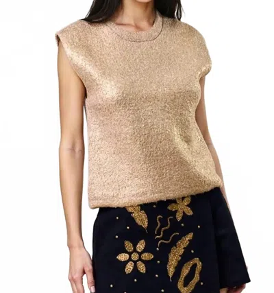 Lalavon Stephanie Knit Sleeveless Sweater In Gold