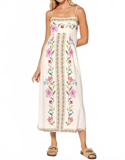 Lalavon Storybook Garden Maxi Dress In Off White-pink Multi