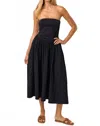 Lalavon Strapless Midi Dress In Black In Black