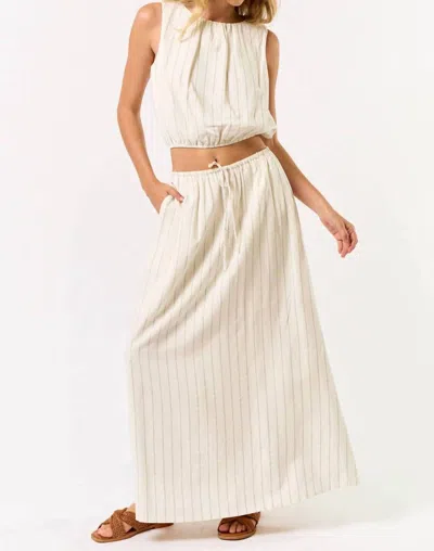 Lalavon Stripe Cropped Bubble Top & Maxi Skirt Set In Off White - Black In Neutral